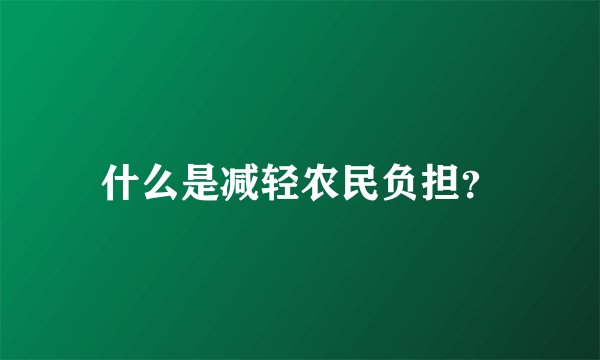 什么是减轻农民负担?