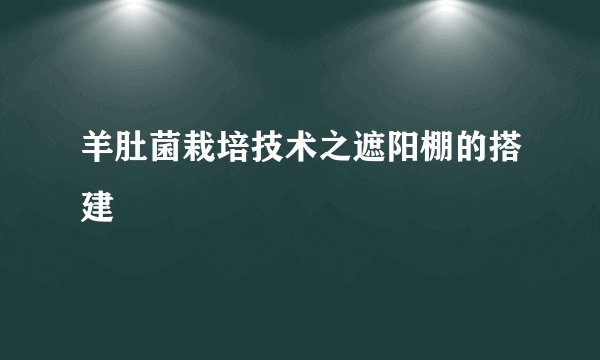 羊肚菌栽培技术之遮阳棚的搭建