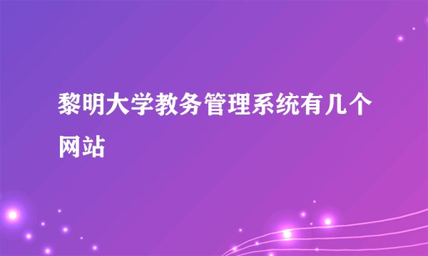 黎明大学教务管理系统有几个网站