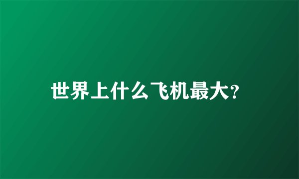 世界上什么飞机最大？