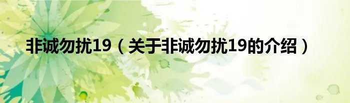 非诚勿扰19(关于非诚勿扰19的介绍)