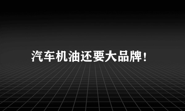 汽车机油还要大品牌！