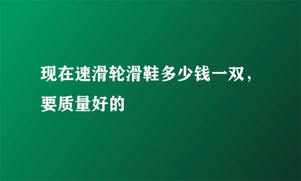 现在速滑轮滑鞋多少钱一双，要质量好的
