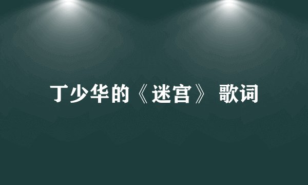 丁少华的《迷宫》 歌词