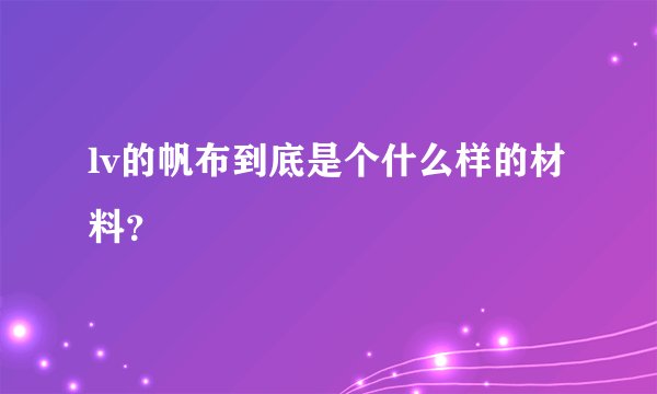 lv的帆布到底是个什么样的材料？