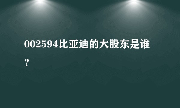 002594比亚迪的大股东是谁？