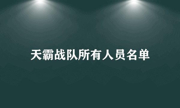 天霸战队所有人员名单