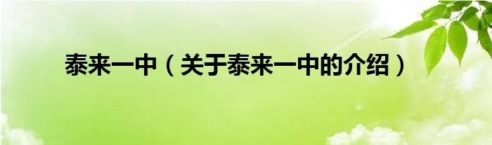 泰来一中(关于泰来一中的介绍)