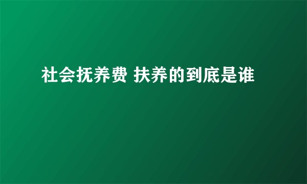 社会抚养费 扶养的到底是谁