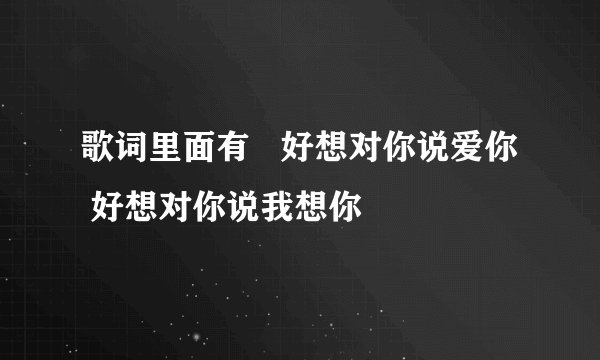 歌词里面有   好想对你说爱你  好想对你说我想你