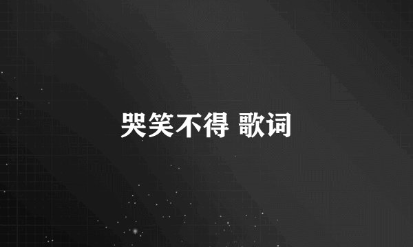 哭笑不得 歌词