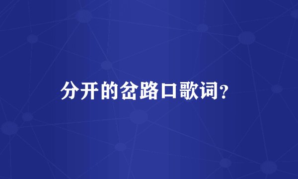 分开的岔路口歌词？