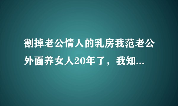 割掉老公情人的乳房我范老公外面养女人20年了，我知道她是谁！我要割掉她的乳房，请问我犯了什么罪？
