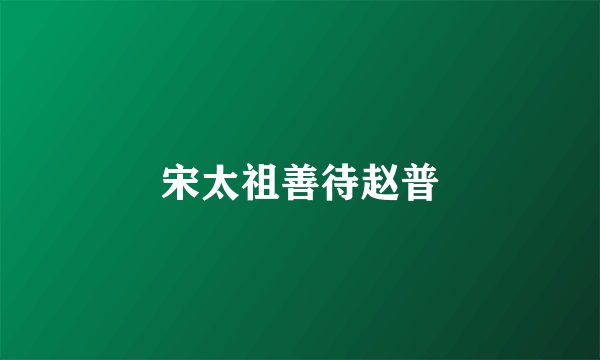 宋太祖善待赵普