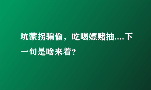 坑蒙拐骗偷，吃喝嫖赌抽....下一句是啥来着？