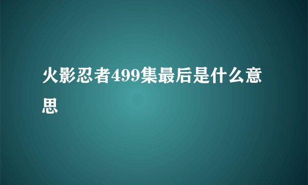 火影忍者499集最后是什么意思