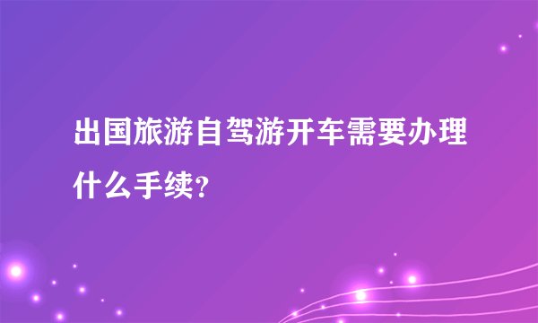 出国旅游自驾游开车需要办理什么手续？