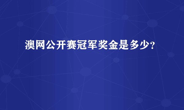澳网公开赛冠军奖金是多少？