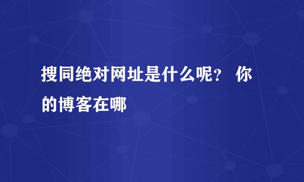 搜同绝对网址是什么呢？ 你的博客在哪