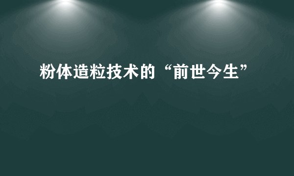 粉体造粒技术的“前世今生”