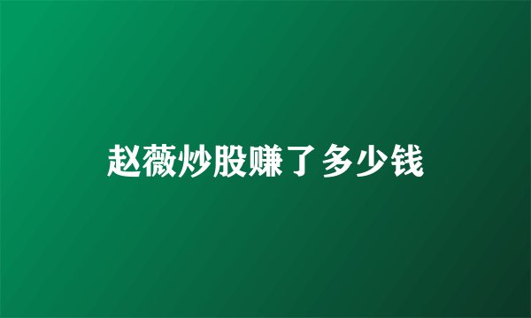 赵薇炒股赚了多少钱