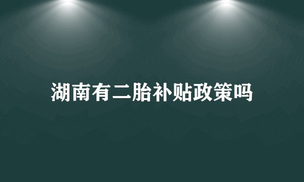 湖南有二胎补贴政策吗