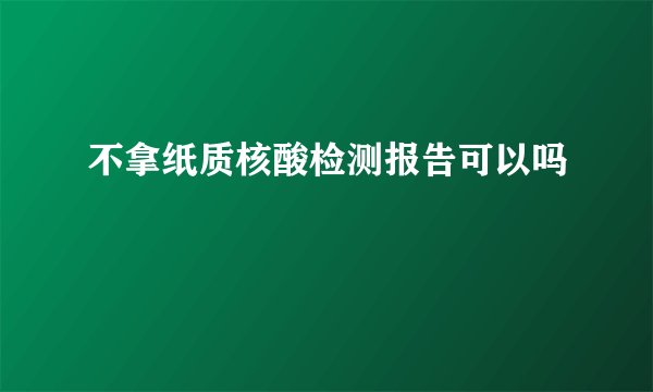 不拿纸质核酸检测报告可以吗