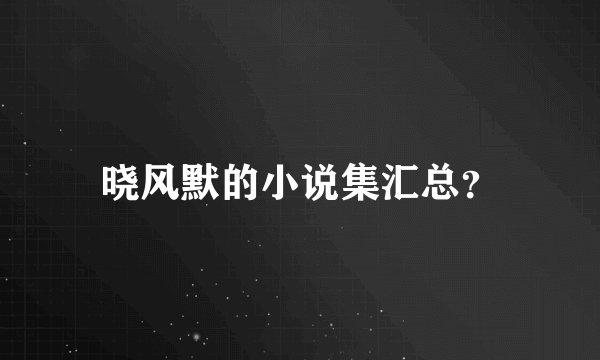 晓风默的小说集汇总？