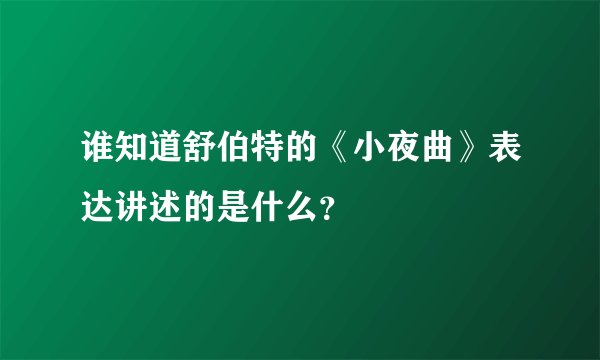 谁知道舒伯特的《小夜曲》表达讲述的是什么？