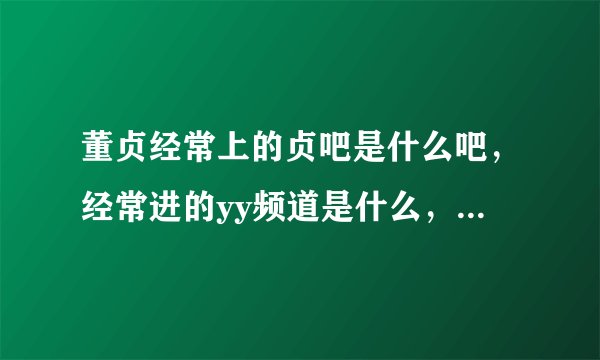 董贞经常上的贞吧是什么吧，经常进的yy频道是什么，谁知知道