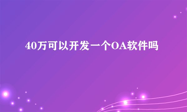 40万可以开发一个OA软件吗