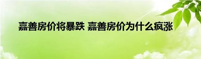 嘉善房价将暴跌 嘉善房价为什么疯涨
