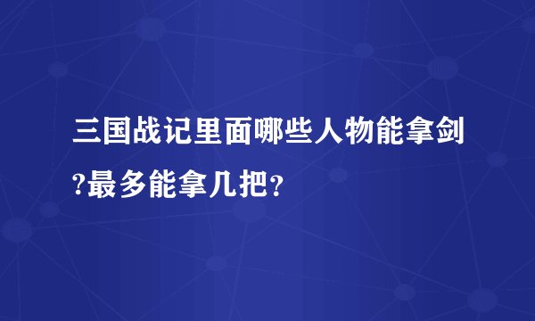 三国战记里面哪些人物能拿剑?最多能拿几把？