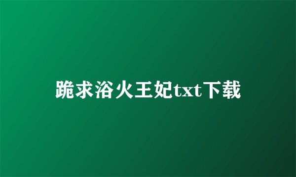 跪求浴火王妃txt下载