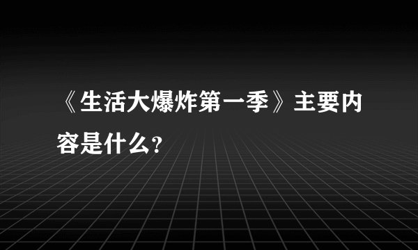 《生活大爆炸第一季》主要内容是什么？