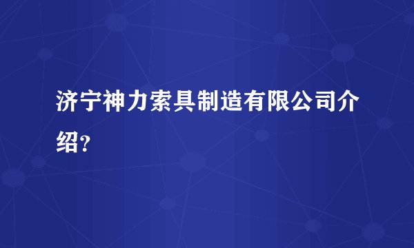 济宁神力索具制造有限公司介绍？