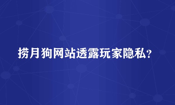 捞月狗网站透露玩家隐私？
