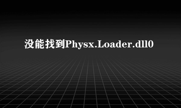 没能找到Physx.Loader.dll0