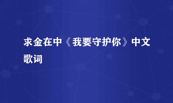 求金在中《我要守护你》中文歌词