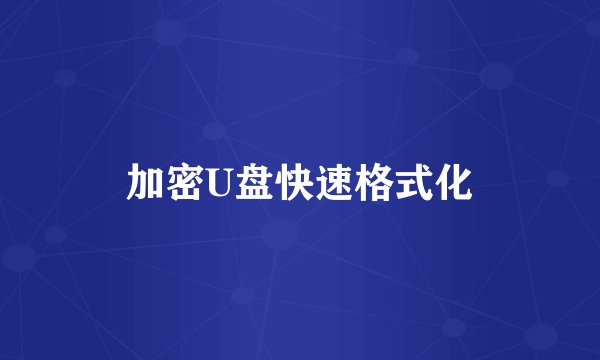 加密U盘快速格式化