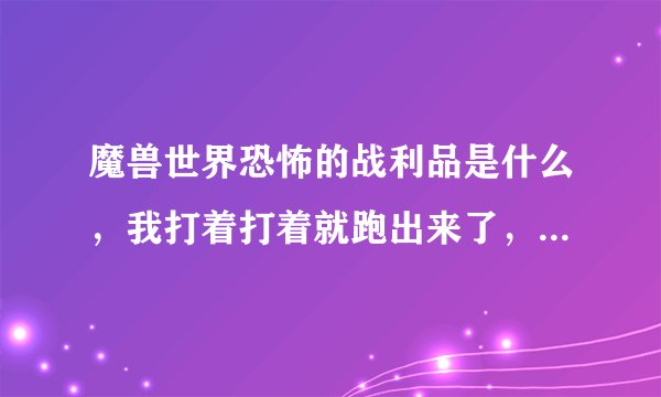 魔兽世界恐怖的战利品是什么,我打着打着就跑出来了,有什么用呢?