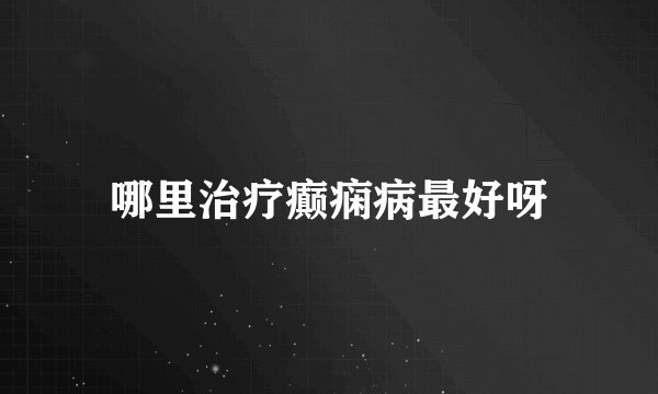 哪里治疗癫痫病最好呀