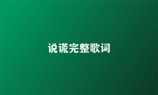 说谎完整歌词