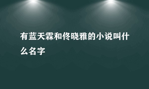 有蓝天霖和佟晓雅的小说叫什么名字