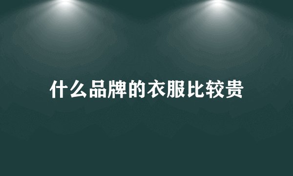 什么品牌的衣服比较贵