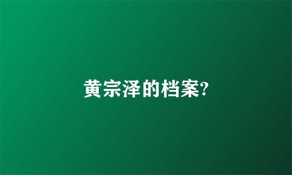黄宗泽的档案?