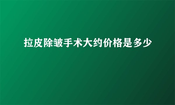 拉皮除皱手术大约价格是多少