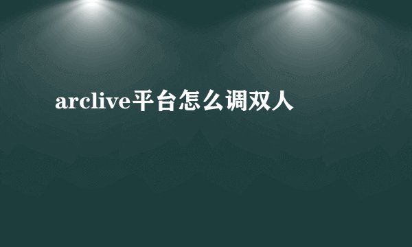 arclive平台怎么调双人