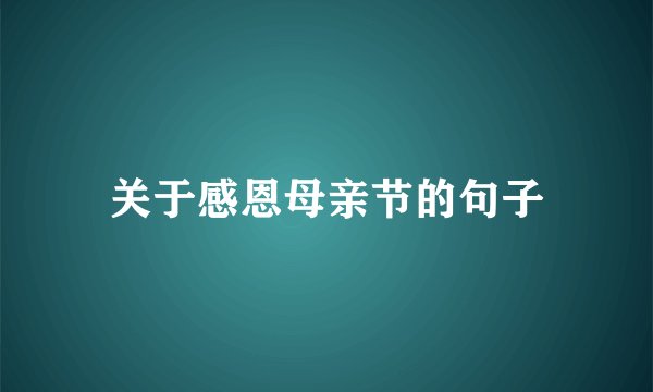 关于感恩母亲节的句子