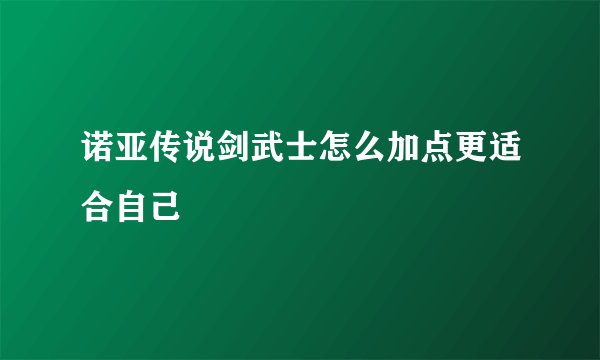 诺亚传说剑武士怎么加点更适合自己